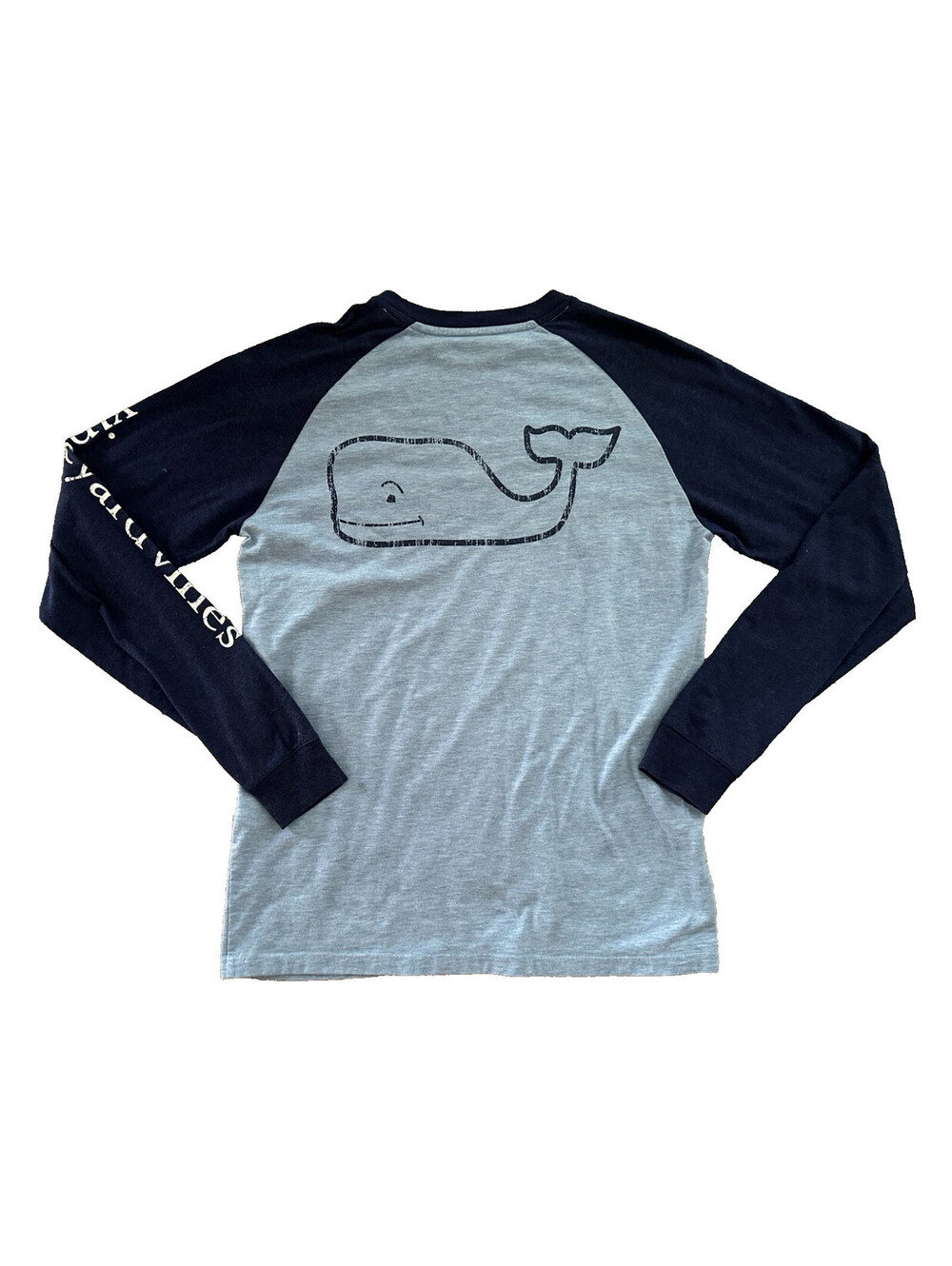Vineyard Vines Men's Blue Whale Graphic Raglan Tee Long Sleeve T-Shirt Top XS
